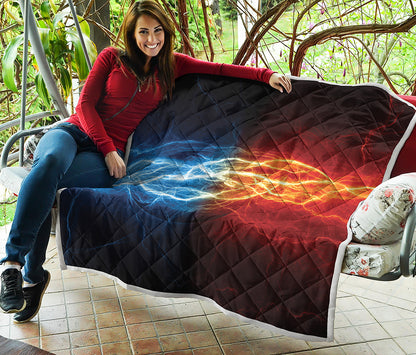 Red And Blue Lightning Print Quilt
