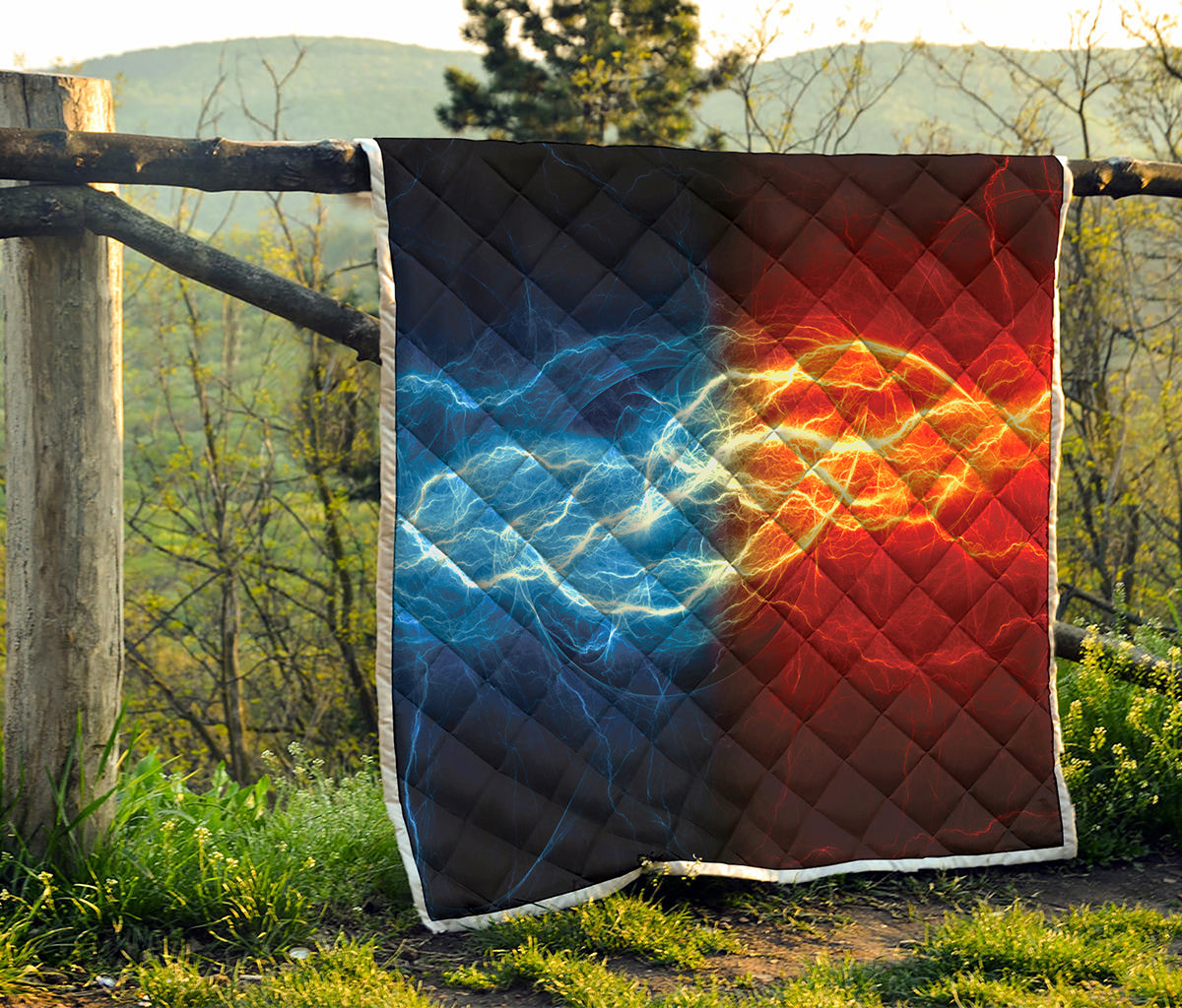 Red And Blue Lightning Print Quilt