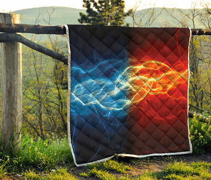 Red And Blue Lightning Print Quilt