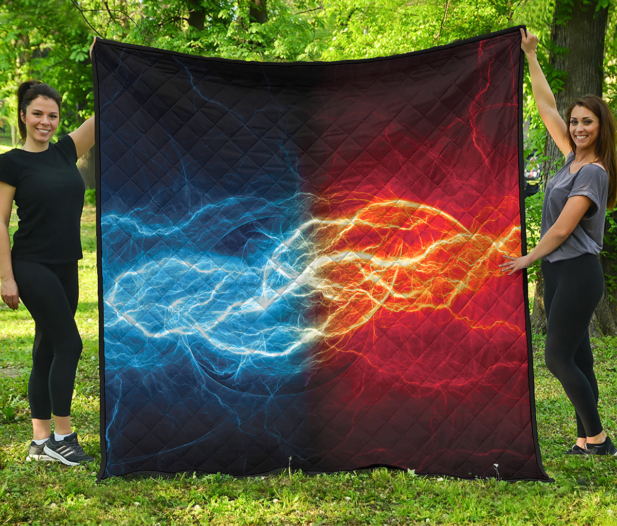 Red And Blue Lightning Print Quilt