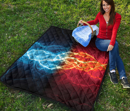 Red And Blue Lightning Print Quilt