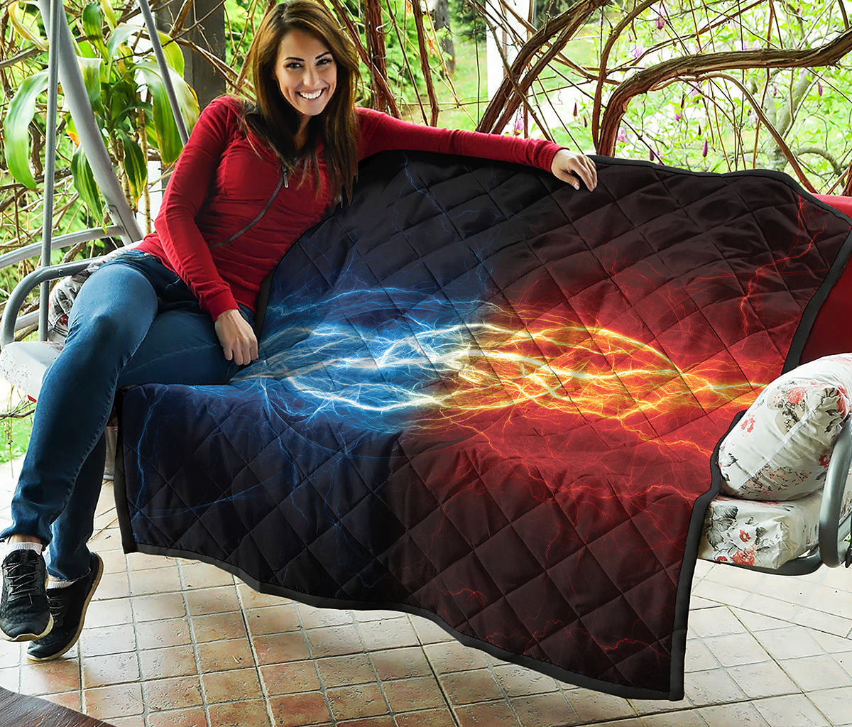 Red And Blue Lightning Print Quilt