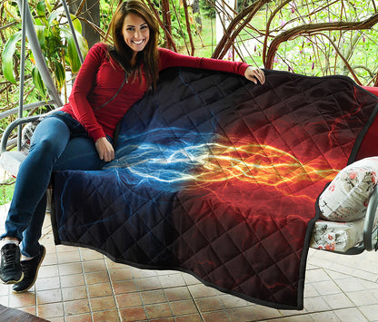 Red And Blue Lightning Print Quilt