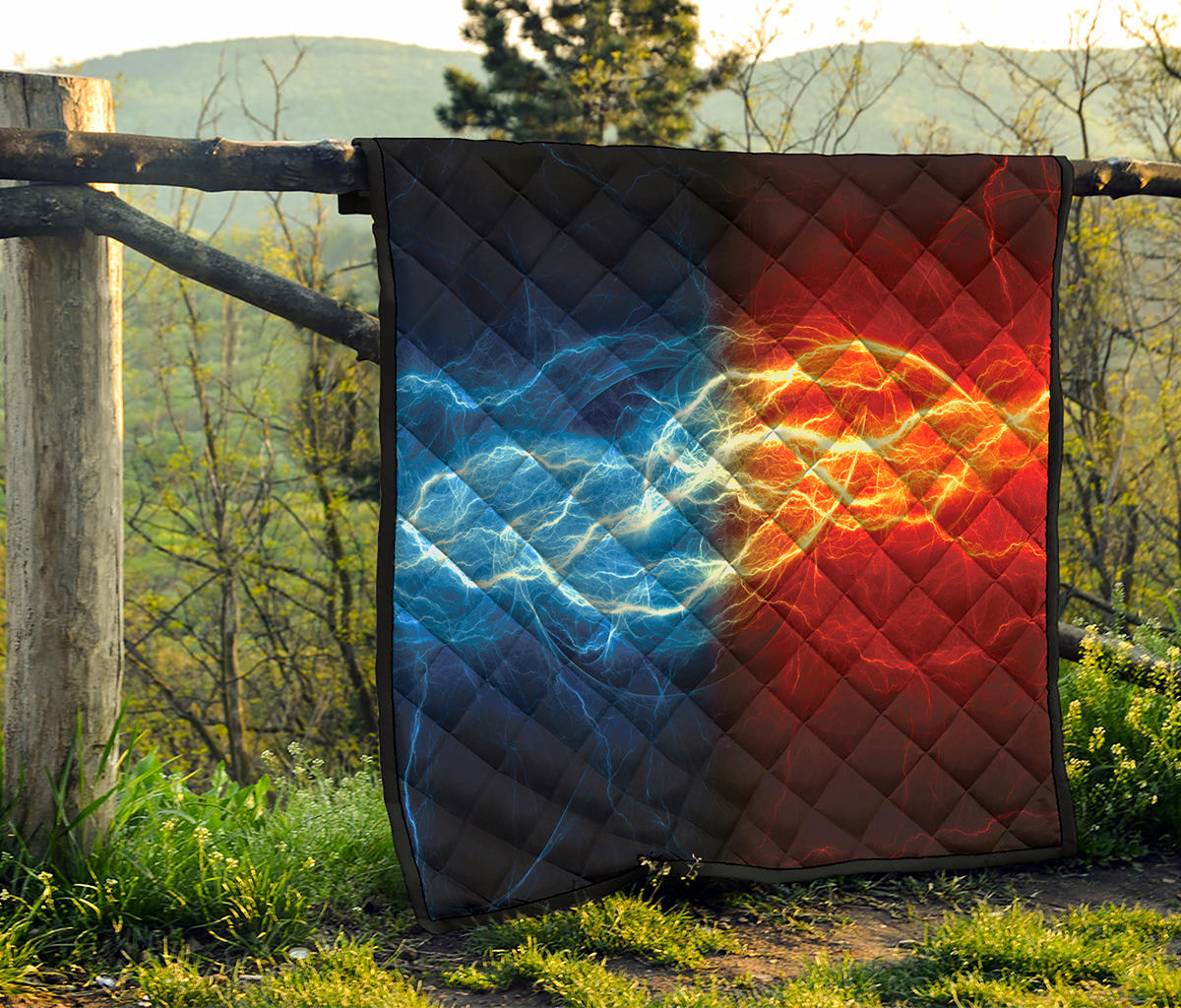 Red And Blue Lightning Print Quilt