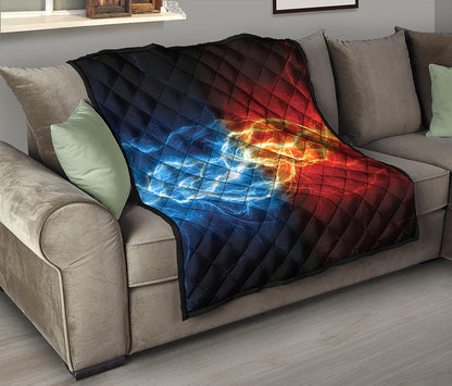 Red And Blue Lightning Print Quilt