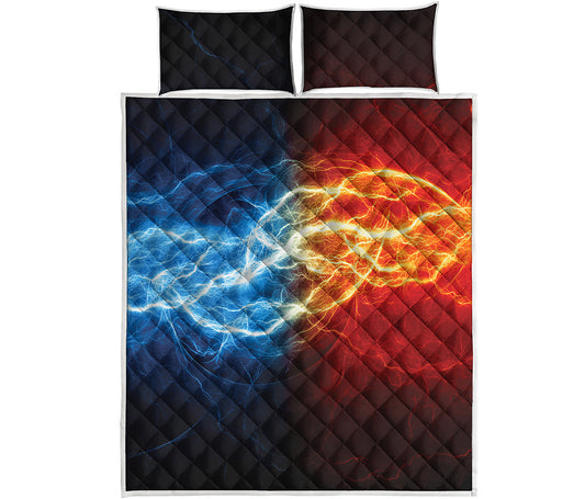 Red And Blue Lightning Print Quilt Bed Set