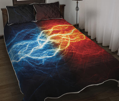 Red And Blue Lightning Print Quilt Bed Set