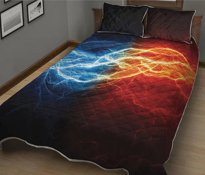 Red And Blue Lightning Print Quilt Bed Set