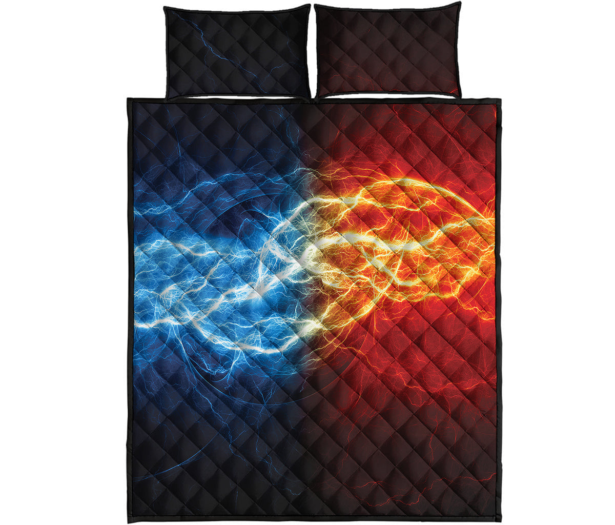 Red And Blue Lightning Print Quilt Bed Set
