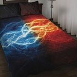 Red And Blue Lightning Print Quilt Bed Set