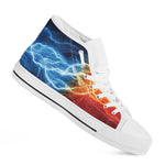 Red And Blue Lightning Print White High Top Shoes