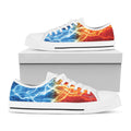 Red And Blue Lightning Print White Low Top Sneakers