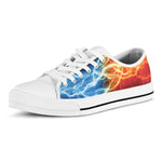Red And Blue Lightning Print White Low Top Shoes