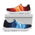 Red And Blue Lightning Print White Running Shoes