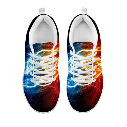 Red And Blue Lightning Print White Sneakers