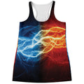Red And Blue Lightning Print Women's Racerback Tank Top
