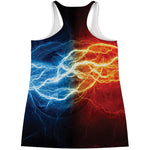 Red And Blue Lightning Print Women's Racerback Tank Top