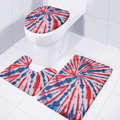 Red And Blue Spider Tie Dye Print 3 Piece Bath Mat Set