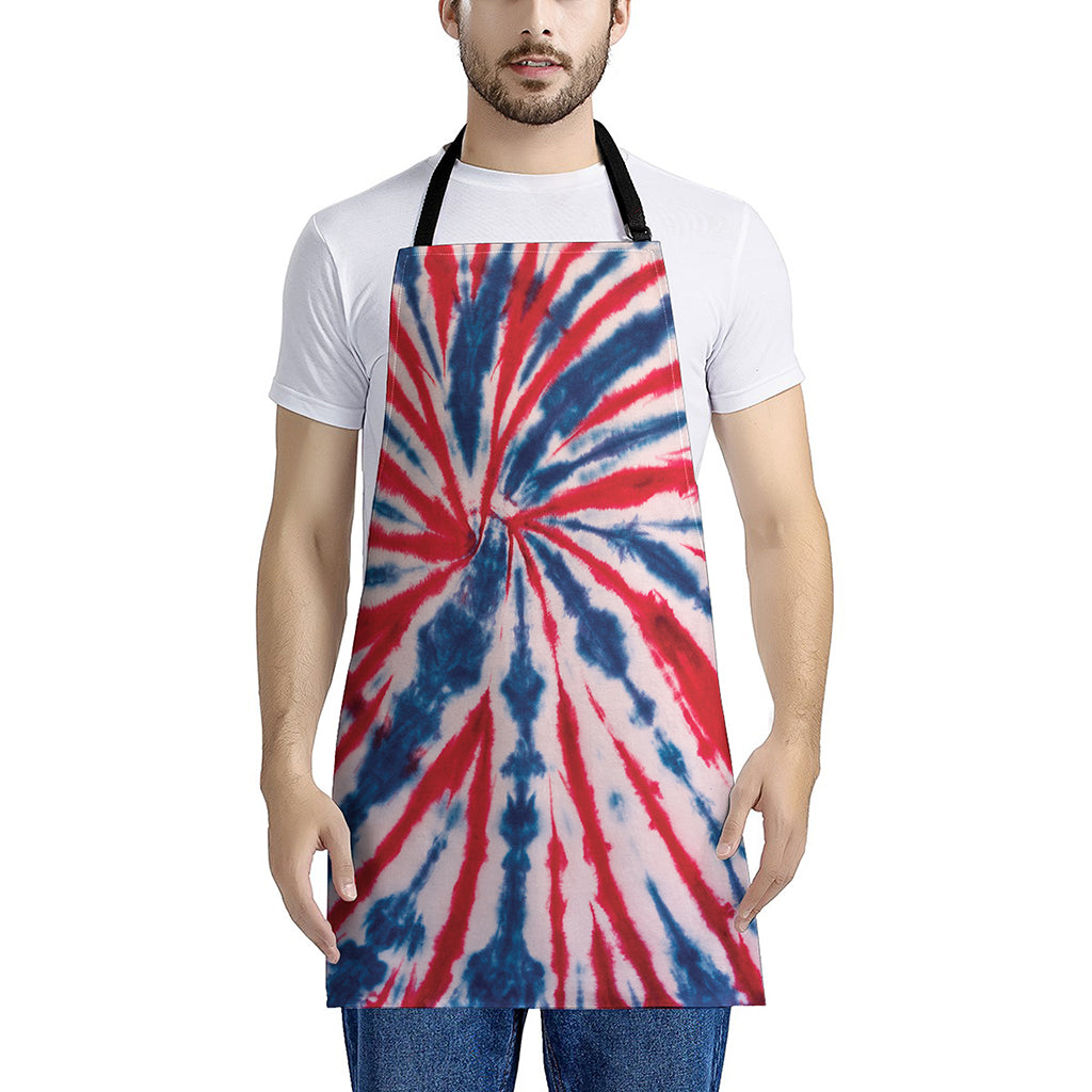 Red And Blue Spider Tie Dye Print Apron