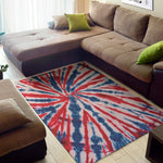 Red And Blue Spider Tie Dye Print Area Rug