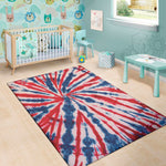 Red And Blue Spider Tie Dye Print Area Rug