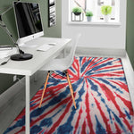 Red And Blue Spider Tie Dye Print Area Rug