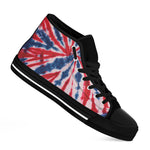 Red And Blue Spider Tie Dye Print Black High Top Shoes