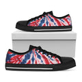 Red And Blue Spider Tie Dye Print Black Low Top Sneakers