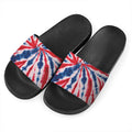 Red And Blue Spider Tie Dye Print Black Slide Sandals