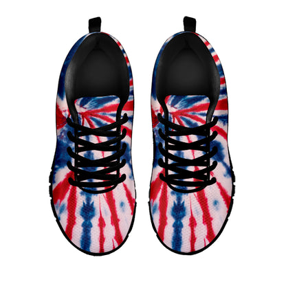 Red And Blue Spider Tie Dye Print Black Sneakers