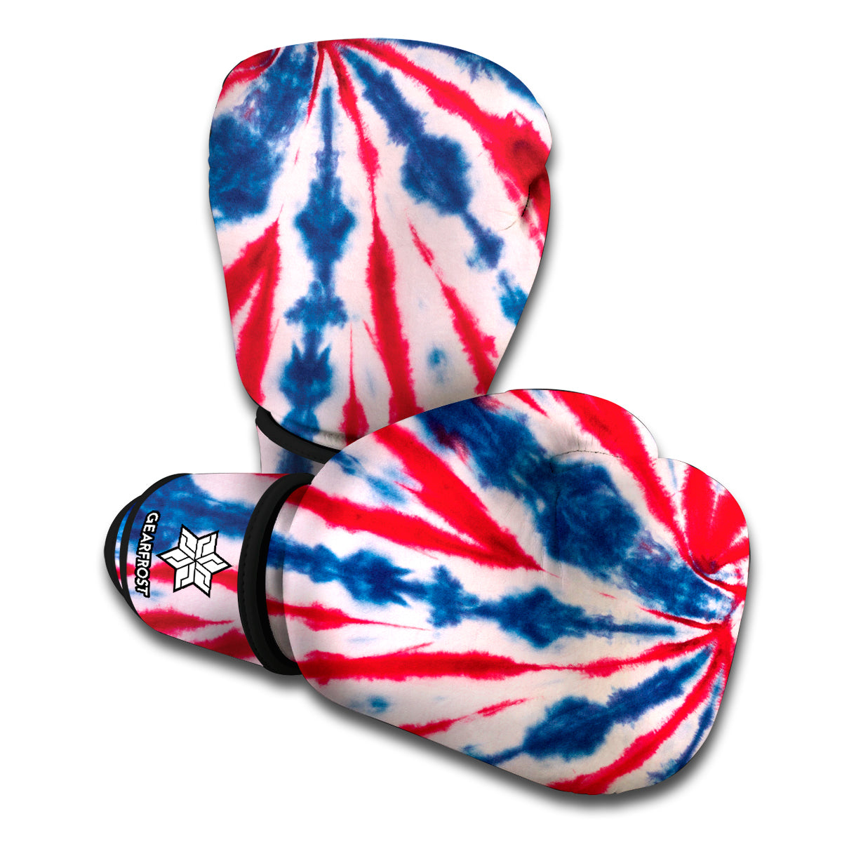 Red And Blue Spider Tie Dye Print Boxing Gloves