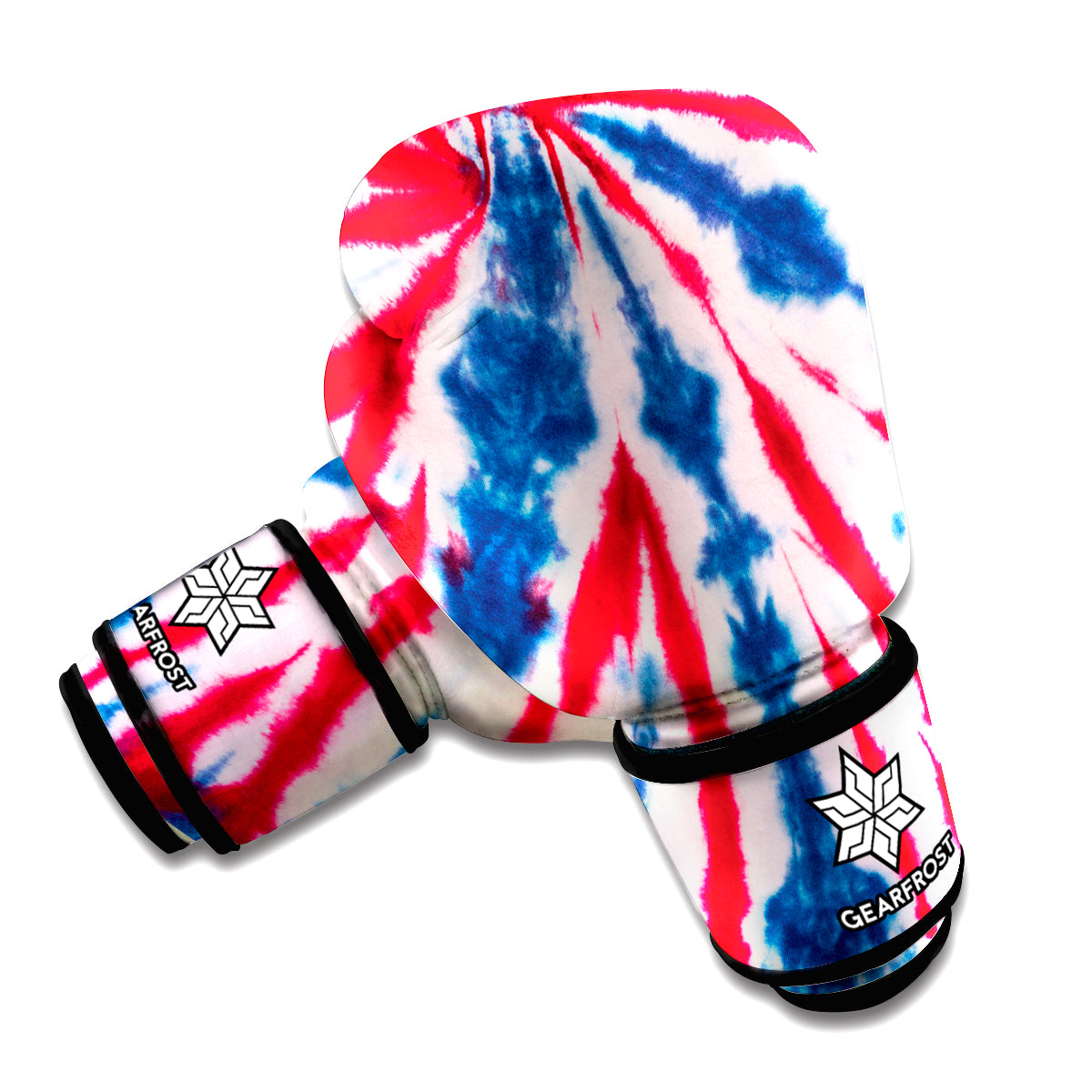 Red And Blue Spider Tie Dye Print Boxing Gloves