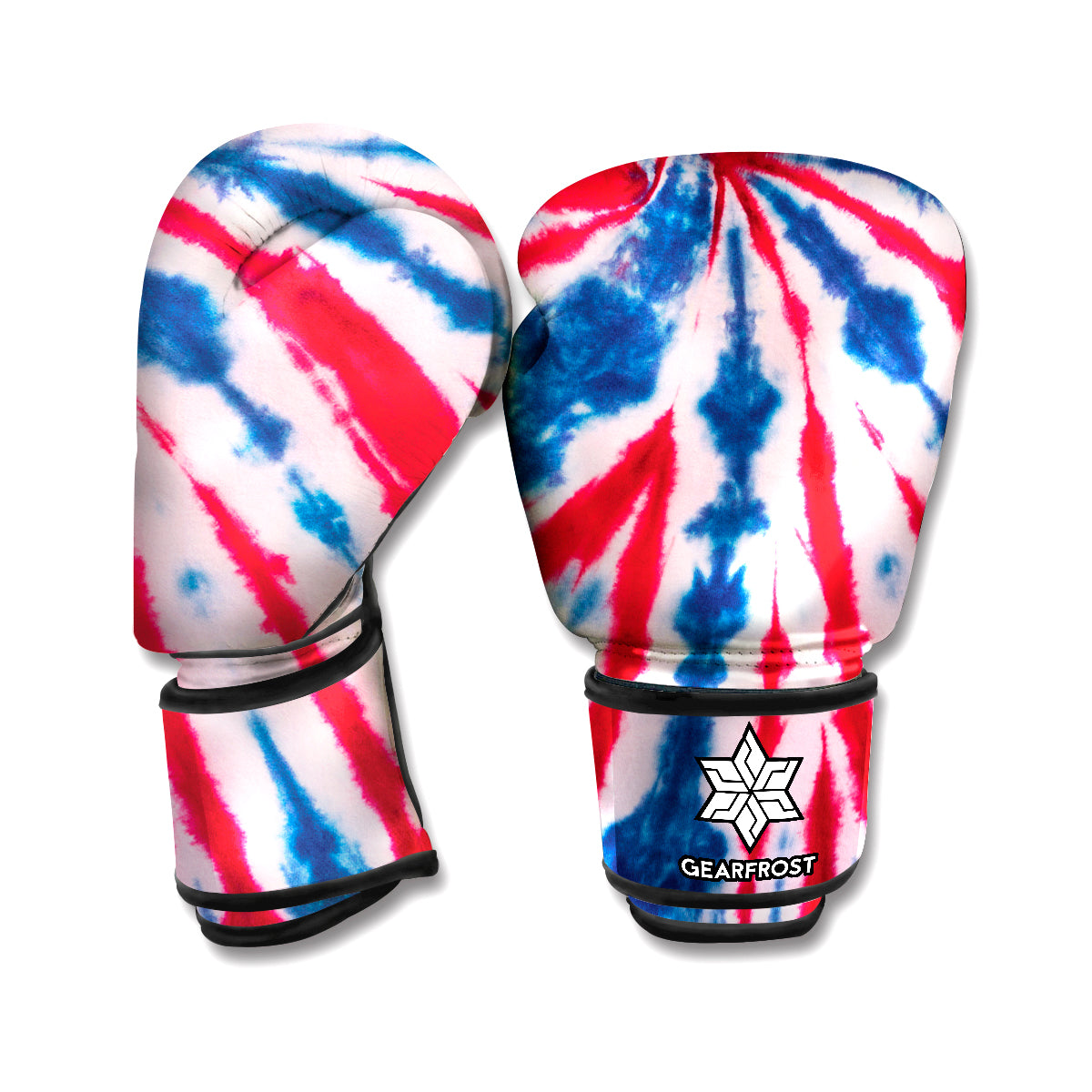 Red And Blue Spider Tie Dye Print Boxing Gloves