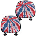 Red And Blue Spider Tie Dye Print Car Headrest Covers