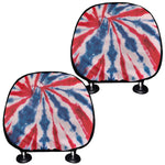 Red And Blue Spider Tie Dye Print Car Headrest Covers