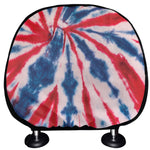 Red And Blue Spider Tie Dye Print Car Headrest Covers