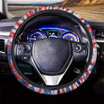 Red And Blue Spider Tie Dye Print Car Steering Wheel Cover