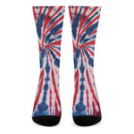 Red And Blue Spider Tie Dye Print Crew Socks