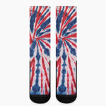 Red And Blue Spider Tie Dye Print Crew Socks