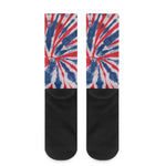 Red And Blue Spider Tie Dye Print Crew Socks