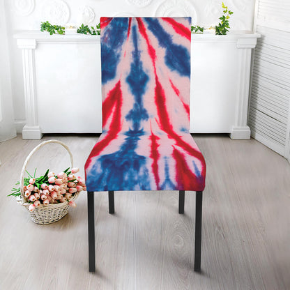 Red And Blue Spider Tie Dye Print Dining Chair Slipcover