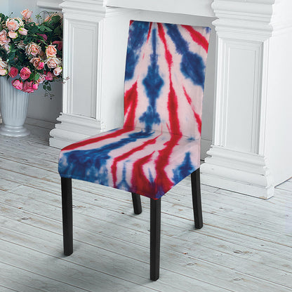 Red And Blue Spider Tie Dye Print Dining Chair Slipcover