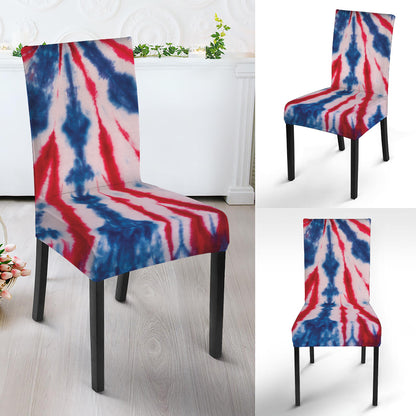 Red And Blue Spider Tie Dye Print Dining Chair Slipcover