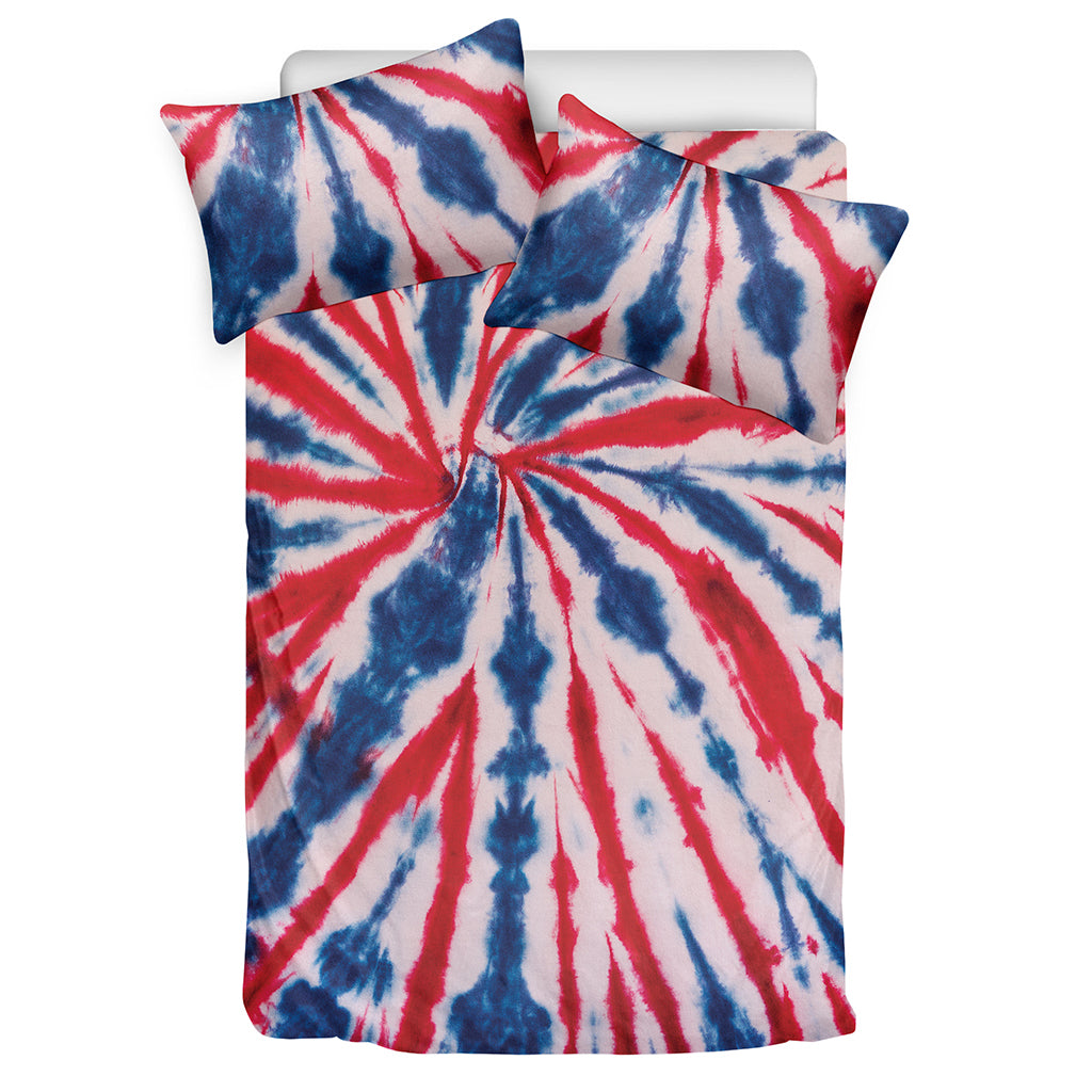 Red And Blue Spider Tie Dye Print Duvet Cover Bedding Set