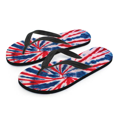 Red And Blue Spider Tie Dye Print Flip Flops