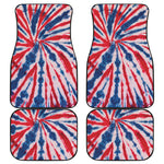 Red And Blue Spider Tie Dye Print Front and Back Car Floor Mats