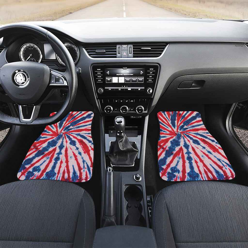 Red And Blue Spider Tie Dye Print Front and Back Car Floor Mats