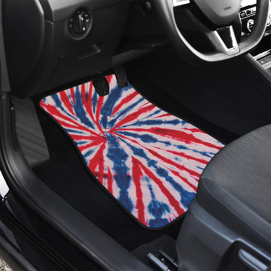 Red And Blue Spider Tie Dye Print Front and Back Car Floor Mats