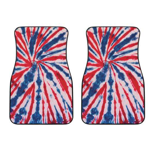 Red And Blue Spider Tie Dye Print Front Car Floor Mats