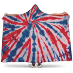 Red And Blue Spider Tie Dye Print Hooded Blanket